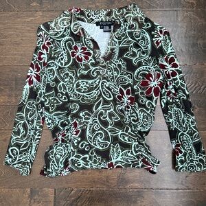 Etcetera shirt ruched pattern spring floral blouse.